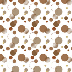 This is a cute illustration pattern material with a polka dot background. It is swatch compatible and brown. / 水玉模様のかわいいイラストパターン素材 背景装飾 スウォッチ対応 茶色