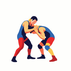 Obraz premium Stylized Headlock Wrestling Move in Flat Vector Art
