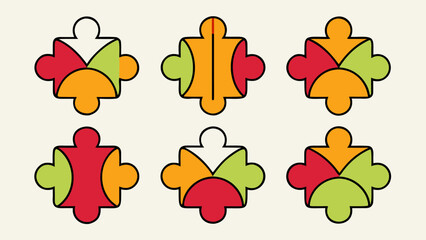 Vibrant abstract teamwork symbol design template featuring a colorful group connection concept for branding and digital projects