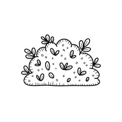 Simple hand drawn outline of a bush with leaves and berries
