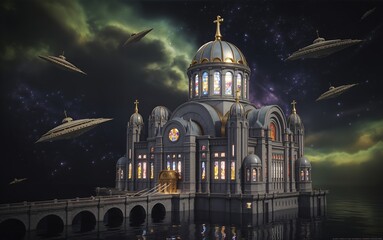 Floating Cathedral in a Dark Cosmic Landscape