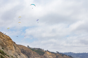 Paraglider flying high over Torrey Pines San Diego California 2025