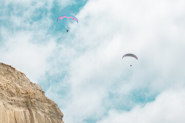 Paraglider flying high over Torrey Pines San Diego California 2025