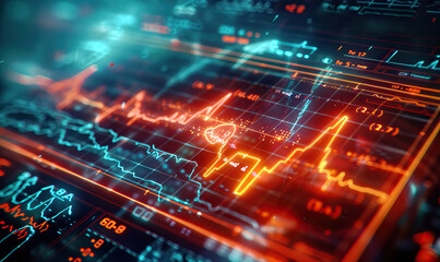 Futuristic Financial Graphs and Data Visualization.Generate AI