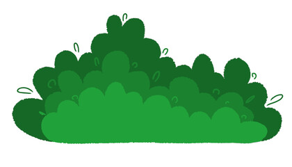 Green Bush Cartoon Illustration Flat Nature Foliage Vector