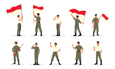 Indonesian hero of independence day vector illustration set
