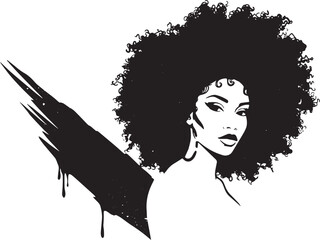 Elegant black woman with afro hair, rollers and artistic design