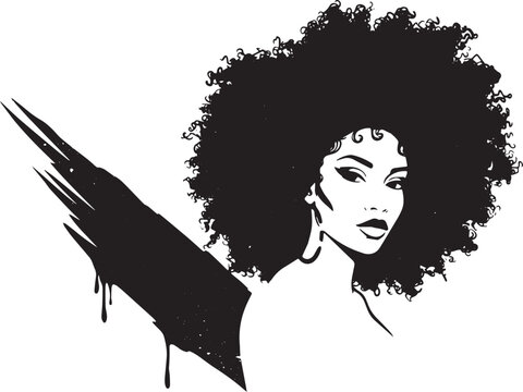 Elegant black woman with afro hair, rollers and artistic design