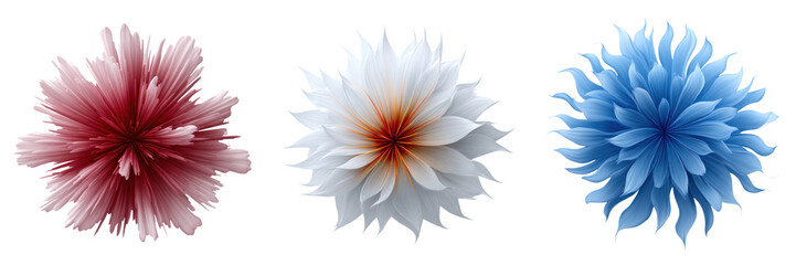 Obraz premium Abstract flower design with red, white, and blue petals creating vibrant and dynamic visual effect