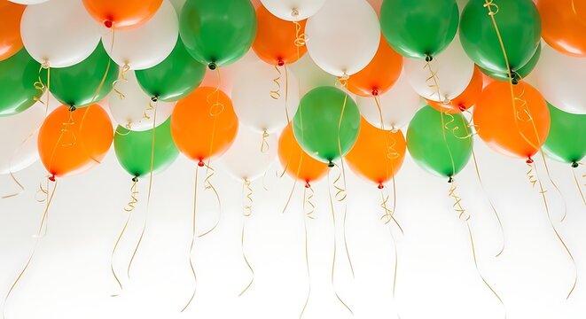 Festive Balloons in Irish Flag Colors for St Patricks Day for independence day india 2025