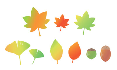 Collection of autumn leaves. cute icons. Autumn elements clip art.