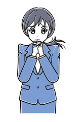 うるうる目のスーツのOLさん（上半身・シンプル）