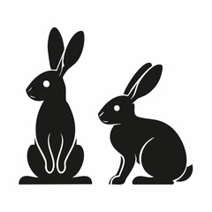 Obraz premium Two stylized rabbit silhouettes, perfect for Easter designs, spring projects, and playful animal themes