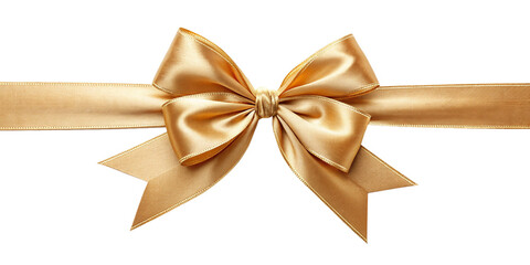 Fototapeta premium Realistic Golden Satin Ribbon Bow on Transparent Background Luxurious Gold Gift Bow with Smooth Satin Texture and Soft Shadows