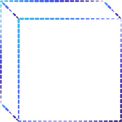 Geometric dashed line shape and icon element for tech, digital, cyber, web