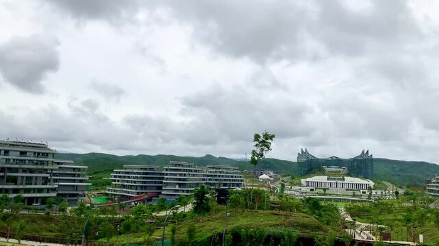 The atmosphere of The new Indonesia Capital City Nusantara, with modern building view and green environment