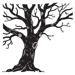 Half Tree with Branching Limbs Complete the Rest in Your Own Drawing Style Silhouette vector design.