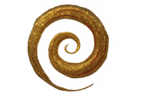 Golden spiral swirling with vibrant red glitter, generating luxurious festive visual highlighting dynamic metallic elegance against dark background