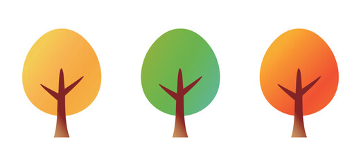 Four seasons trees vector illustration set. Minimal seasonal clip art.