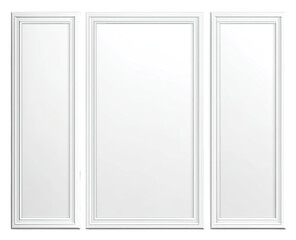 Three-panel white door with decorative molding