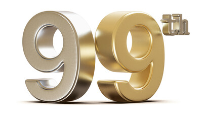 99th Anniversary Golden Number 3D Illustration