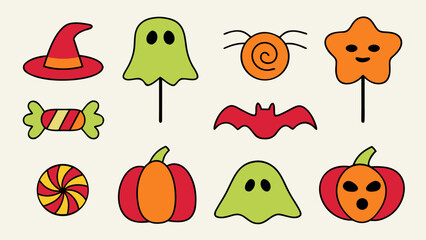 Festive halloween graphic collection featuring spooky characters sweet treats and seasonal accents for your creative projects
