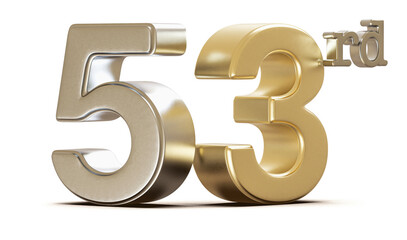 Obraz premium 53rd Anniversary Golden Number 3D Illustration