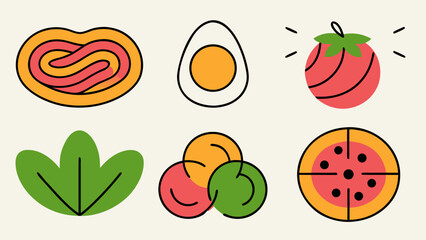 Charming hand drawn chalk style illustrations featuring a variety of delicious mediterranean food items and ingredients perfect for culinary themes