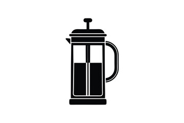 Fototapeta premium Coffee day vector art of french press coffee maker with a plunger, isolated