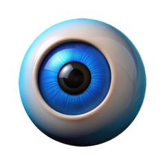 3d realistic blue human eyeball isolated on transparent background