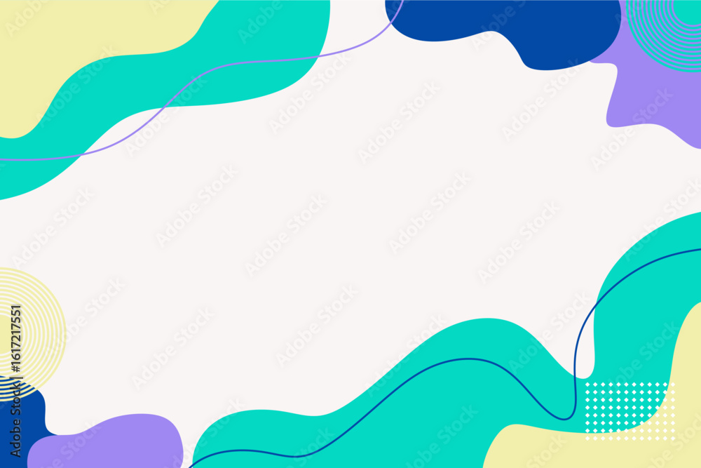 Wall mural abstract geometric background template with colorful wave shapes.