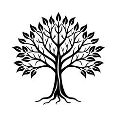 Obraz premium Minimalist Tree Silhouette Vector Black Nature Illustration for Eco Logo, Forest Design And Branding