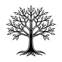 Fototapeta premium Minimalist Tree Silhouette Vector Black Tree Illustration for Nature Logo & Eco Design