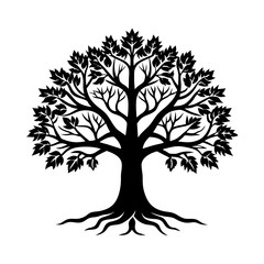 Minimalist Tree Silhouette Vector Black Tree Illustration for Nature Logo & Eco Design