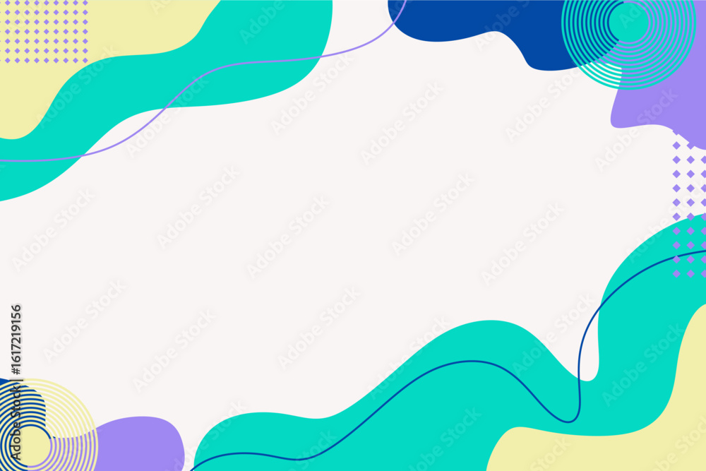 Wall mural abstract geometric background template with colorful wave shapes.