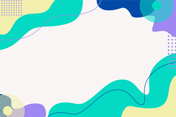Abstract geometric background template with colorful wave shapes.