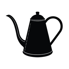 Coffee day vector art of black silhouette of a gooseneck kettle isolated