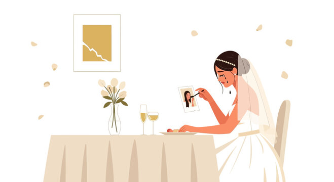 Bride Alone At Her Wedding Tears A Photo Of Another Woman