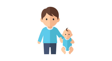 Obraz premium Man holding hand with baby child flat design illustration vector