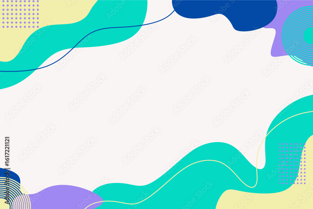 Wall mural abstract geometric background template with colorful wave shapes.