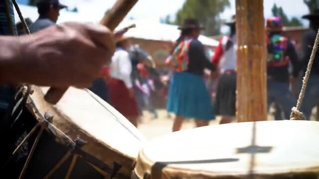 Vibrant Peruvian festival with drumming rhythm