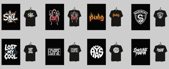 ChaosVerse T-Shirt Grid – Skulls, Cosmic Cats & Punchy Typography for Urban Streetwear