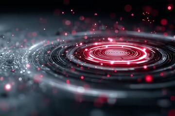 Mesmerizing Red and White Digital Ripples in a Futuristic Quantum Space