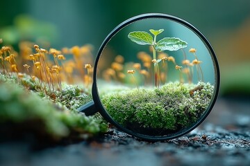 Magnified Nature: Exploring the Tiny World of Moss and Seedlings Through a Lens