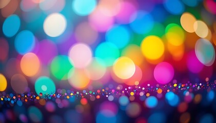 Vibrant Colorful Bokeh Lights Background with Sparkling Glitter Texture