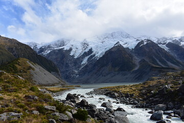 River Valley beneath Snowcapped Ranges