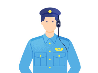 お巡りさんのウェアラブルカメラ カメラを付けた警察官のベクターイラスト素材
