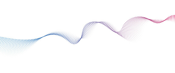 Flowing Dot Wave halftone gradient pattern on transparent background	

