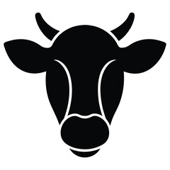 Black silhouette of a cow head with horns and ears cattle bovine