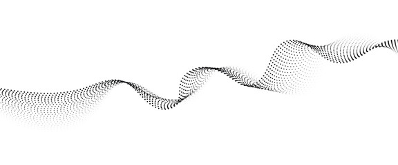 Flowing Dot Wave halftone gradient pattern on transparent background	

